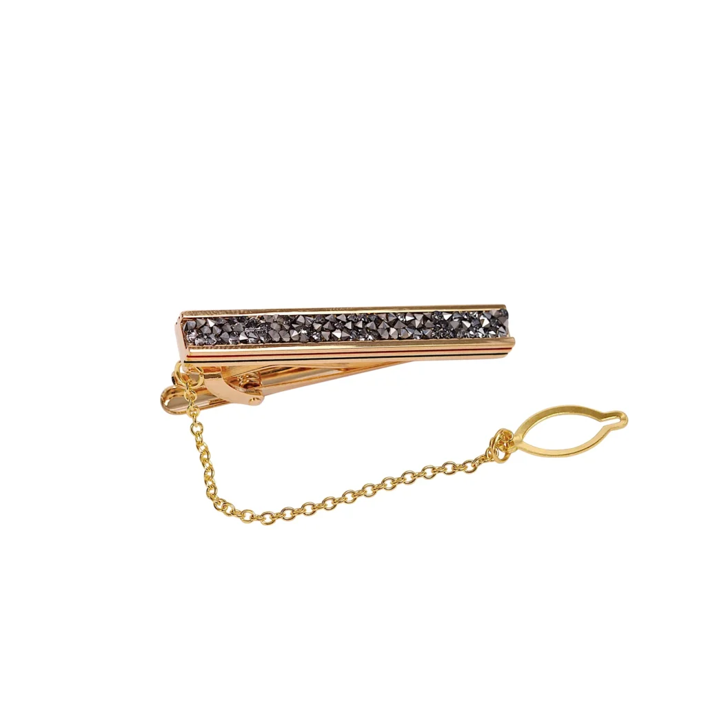 gold crystal tie clip for men