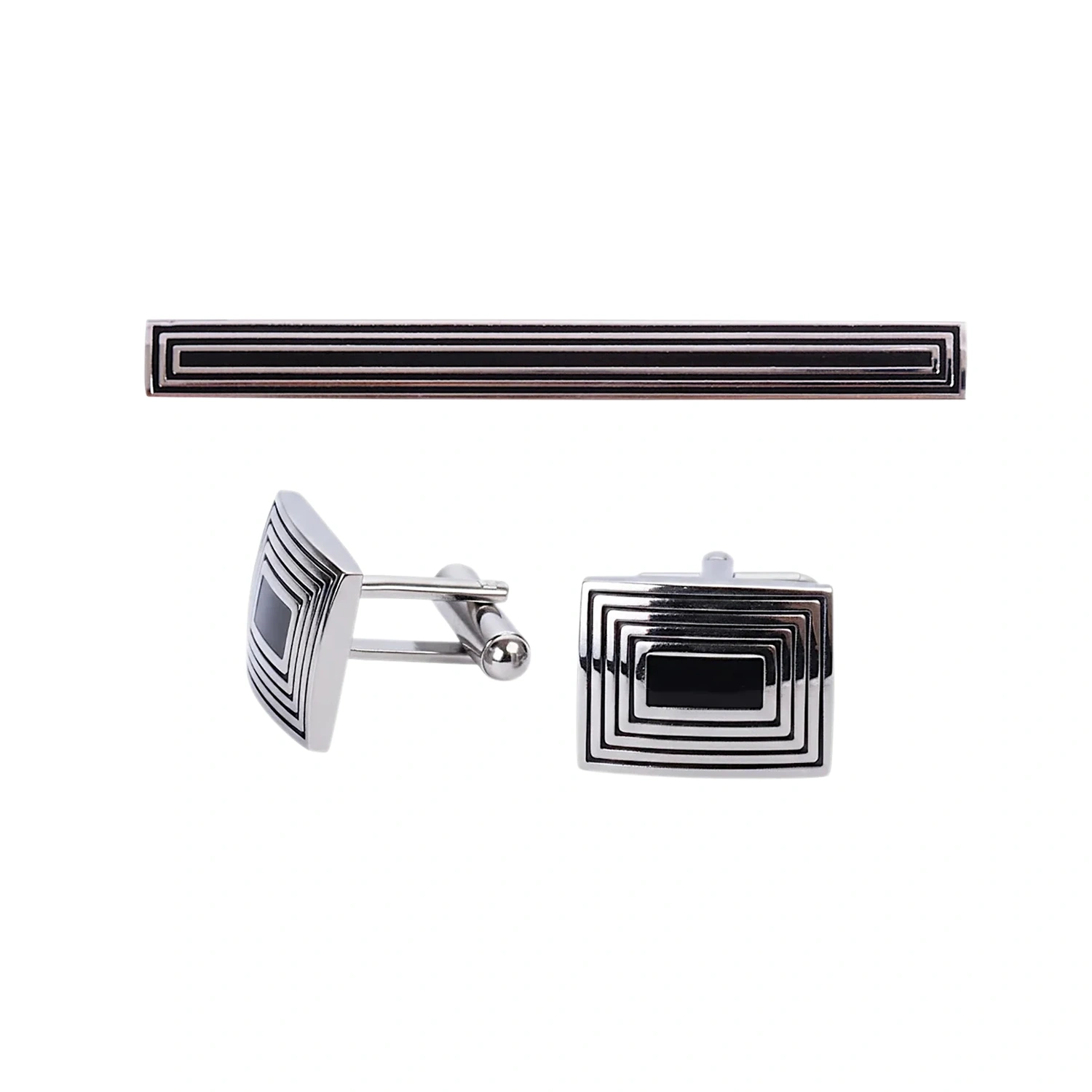 Onyx Portal Cufflinks & Tie Clip Set