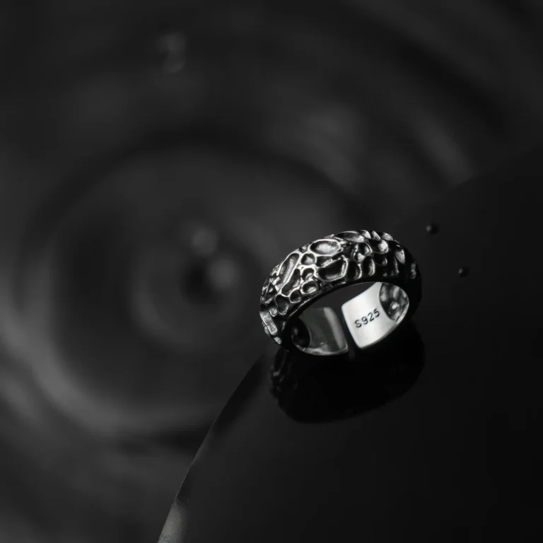 silver moon stone ring