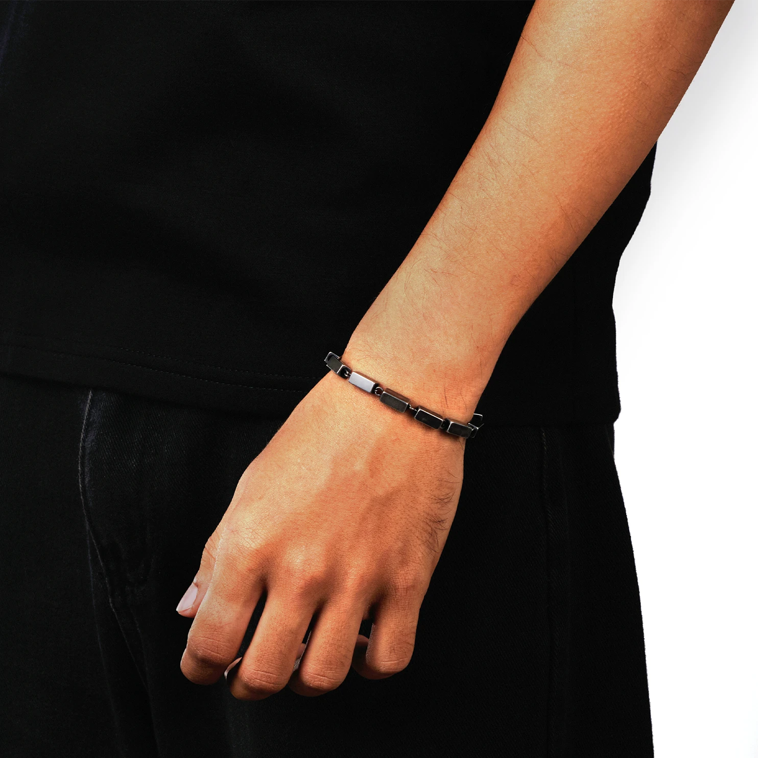 unique mens bracelet dark silver