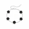 Silver Onyx Clover Bracelet