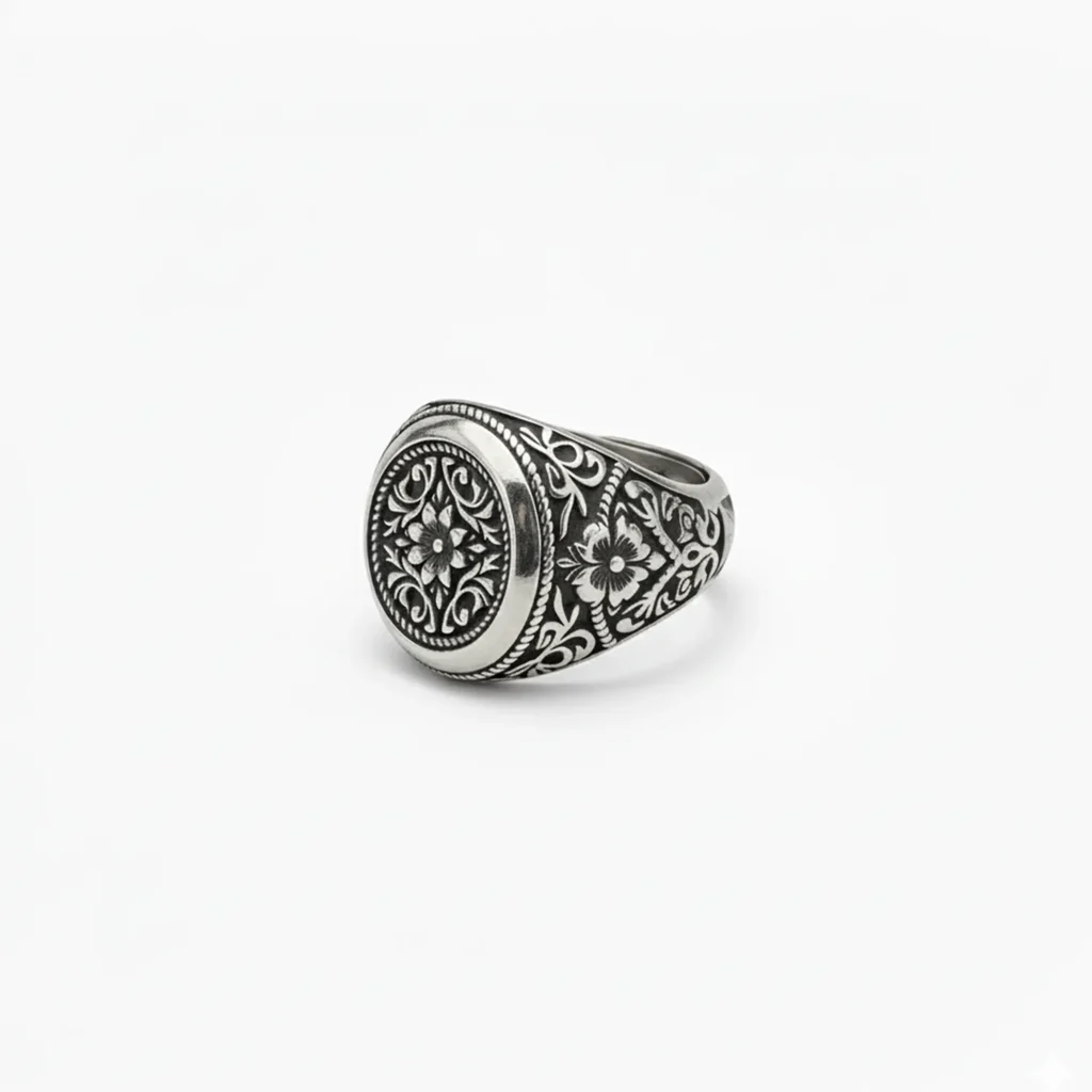 Florentine Rosette Signet ring for men