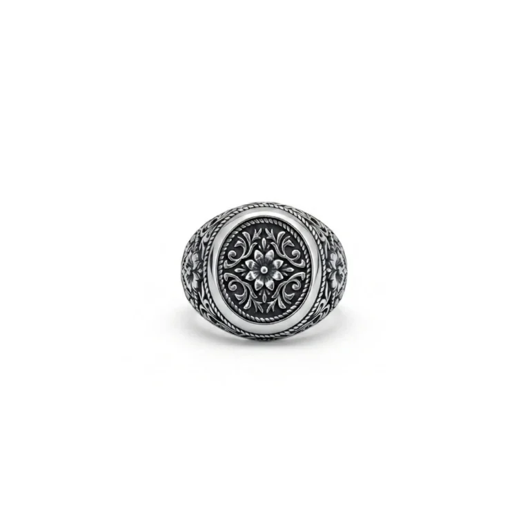 Florentine Rosette signet ring men