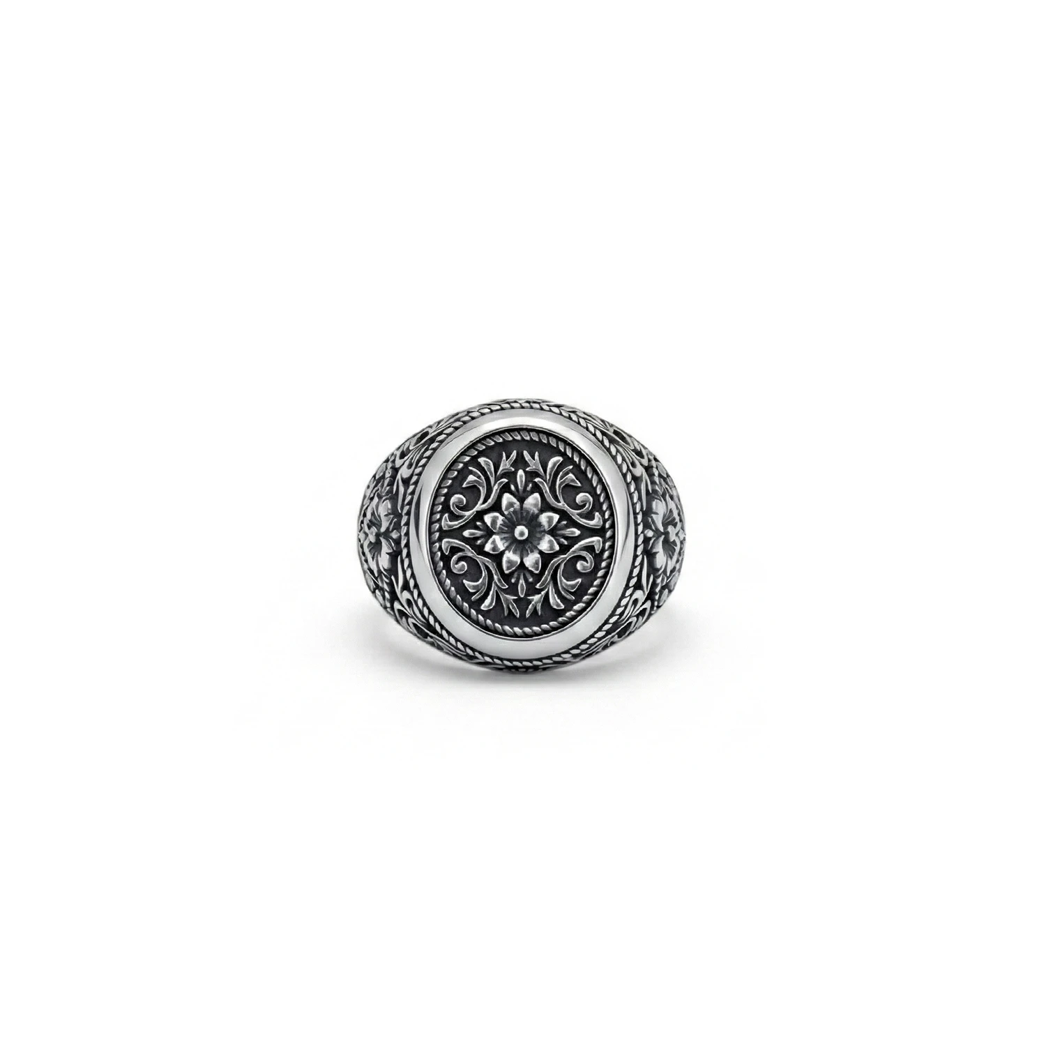 Florentine Rosette signet ring men