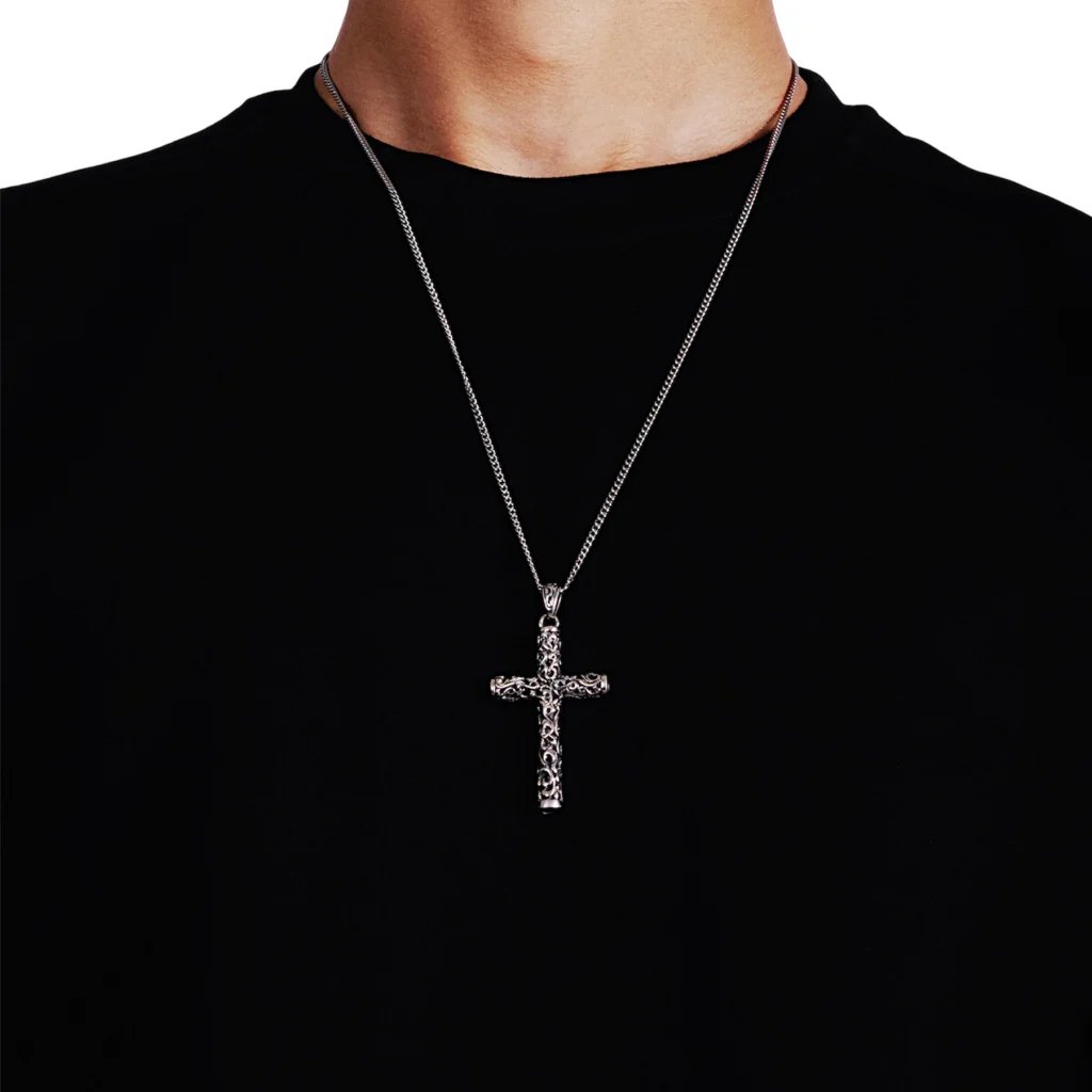 ancient silver cross pendant for men
