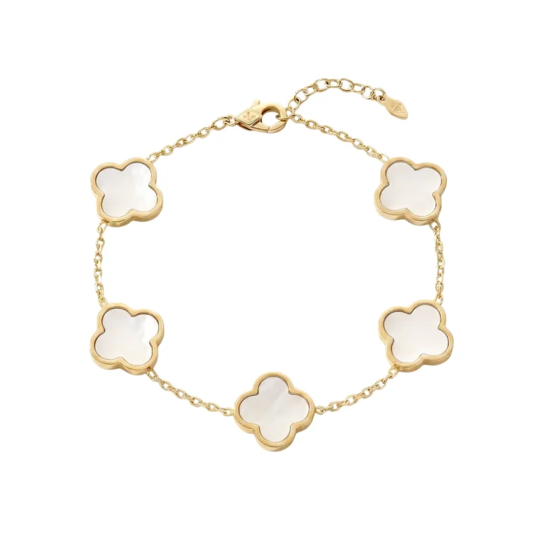 gold pearl clover bracelet
