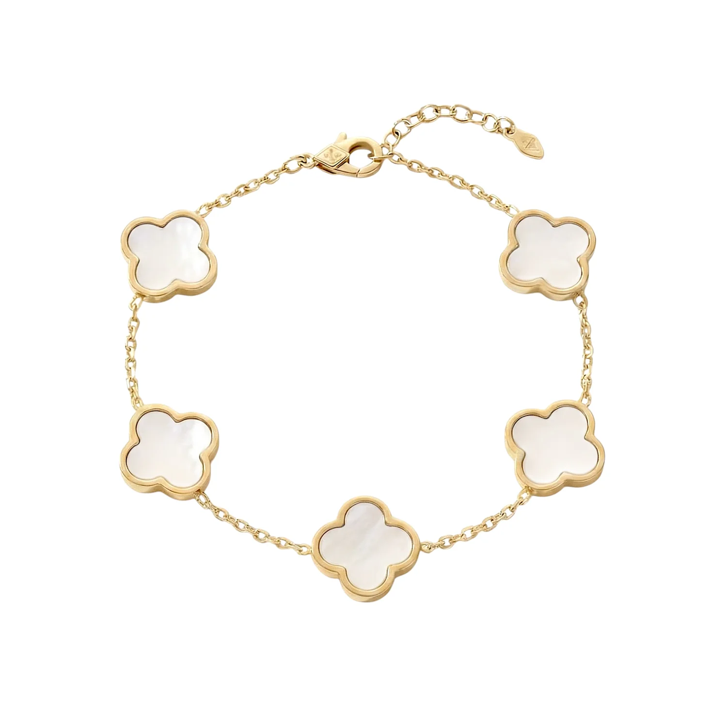 gold pearl clover bracelet