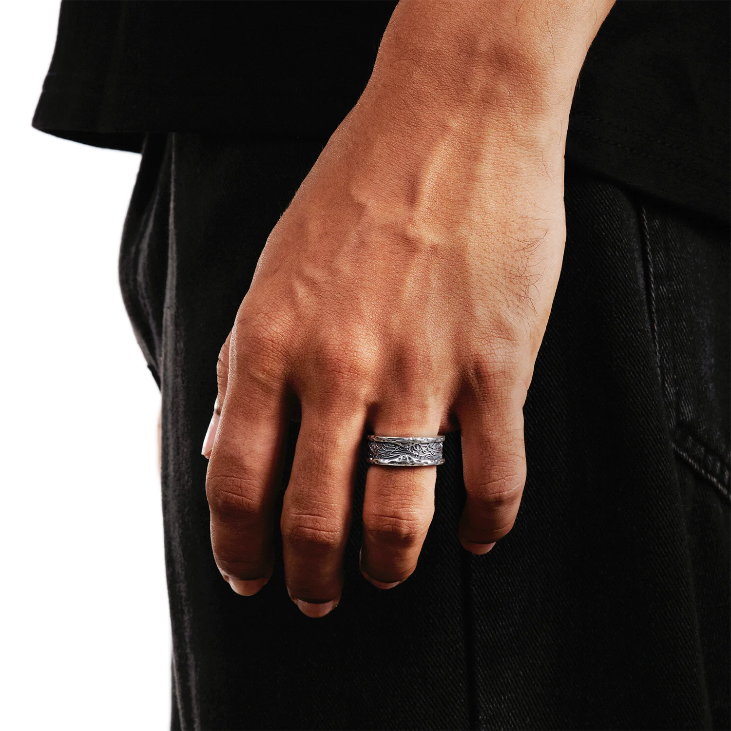 silver vein ring for men