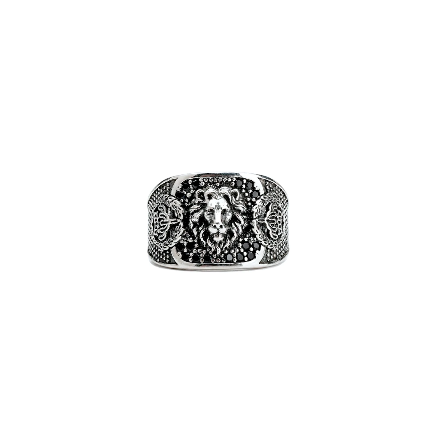 silver lion signet ring for men
