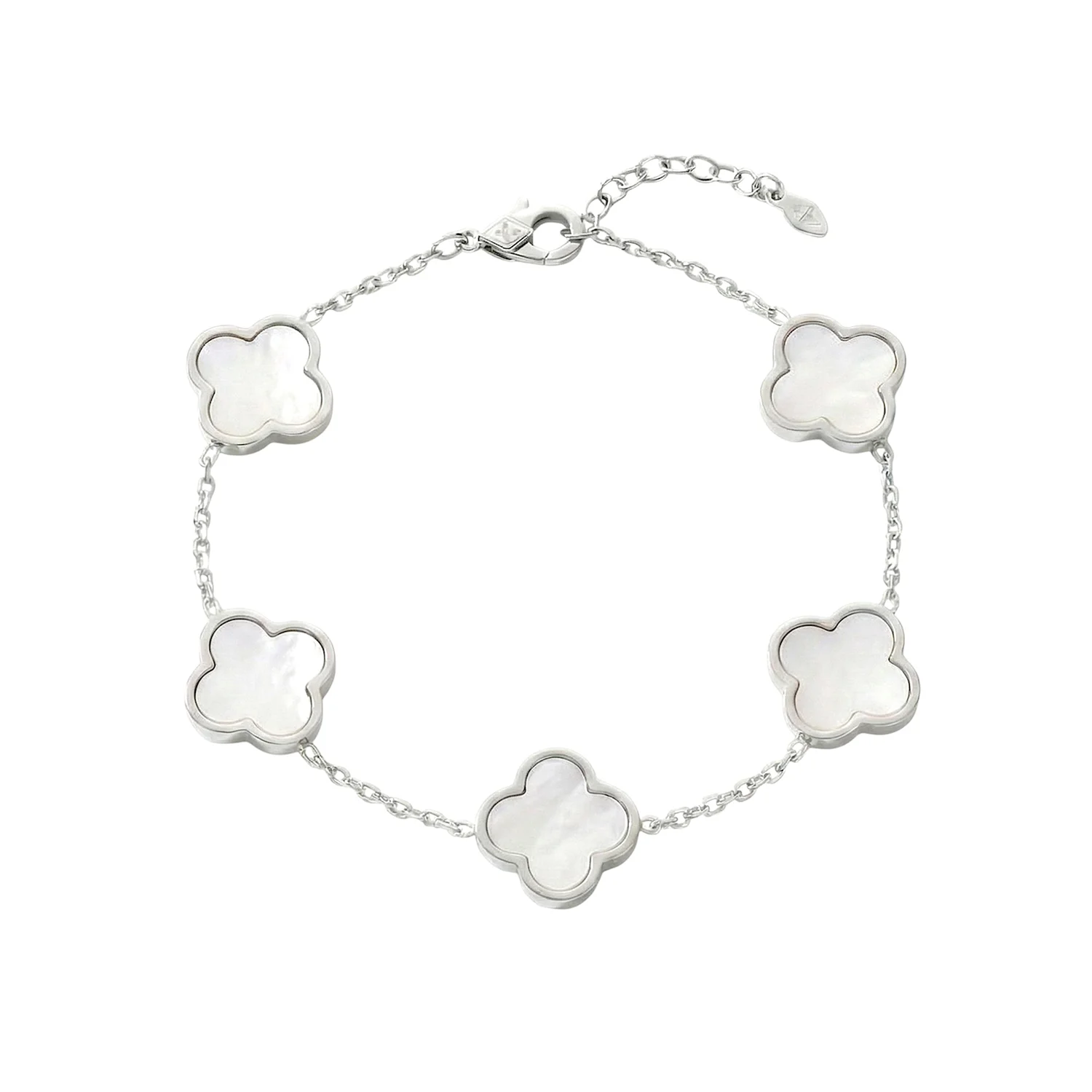 silver pearl clover bracelet