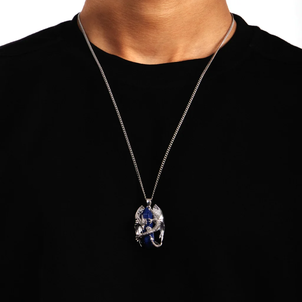 lapis lazuli dragon pendant for men