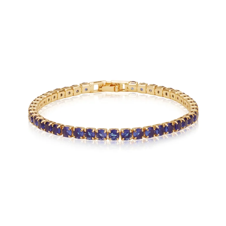 Gold blue tennis bracelet
