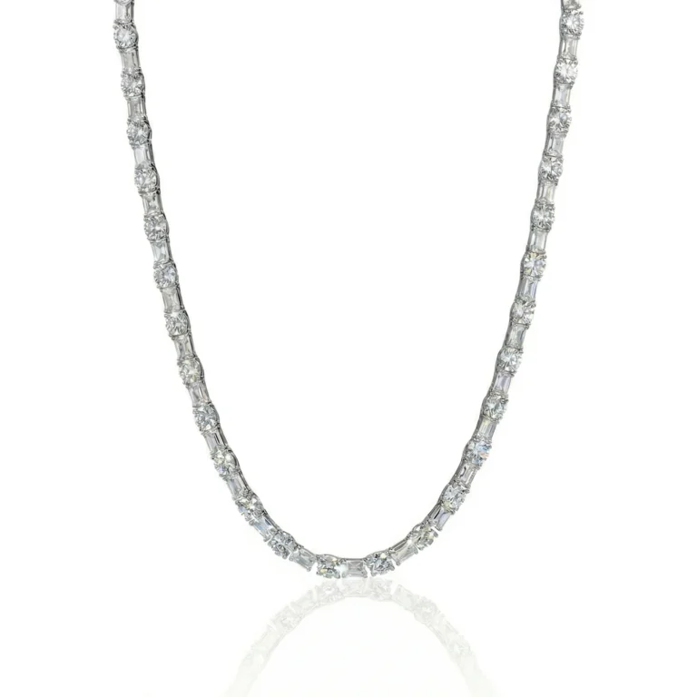 emerald cut chain silver