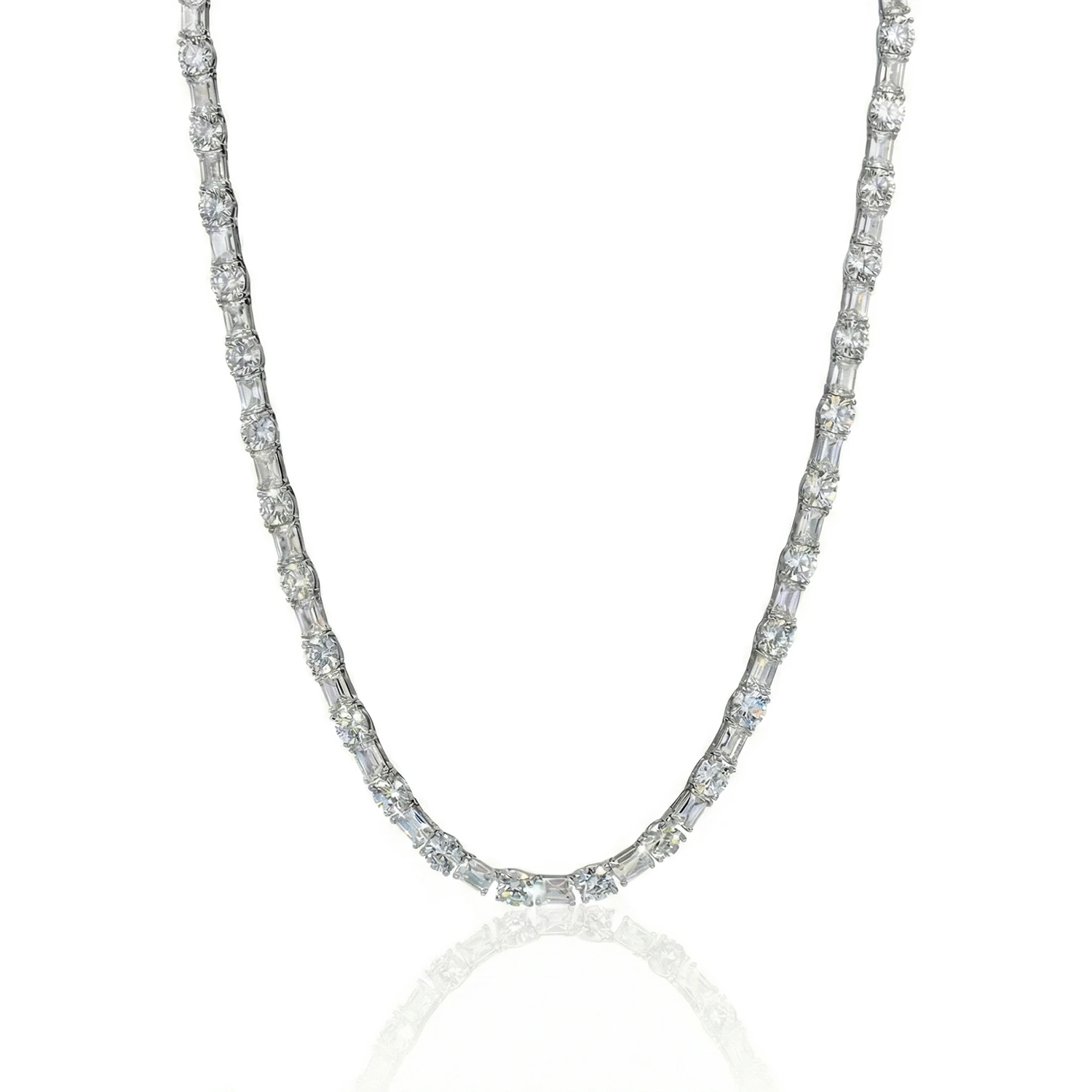 emerald cut chain silver
