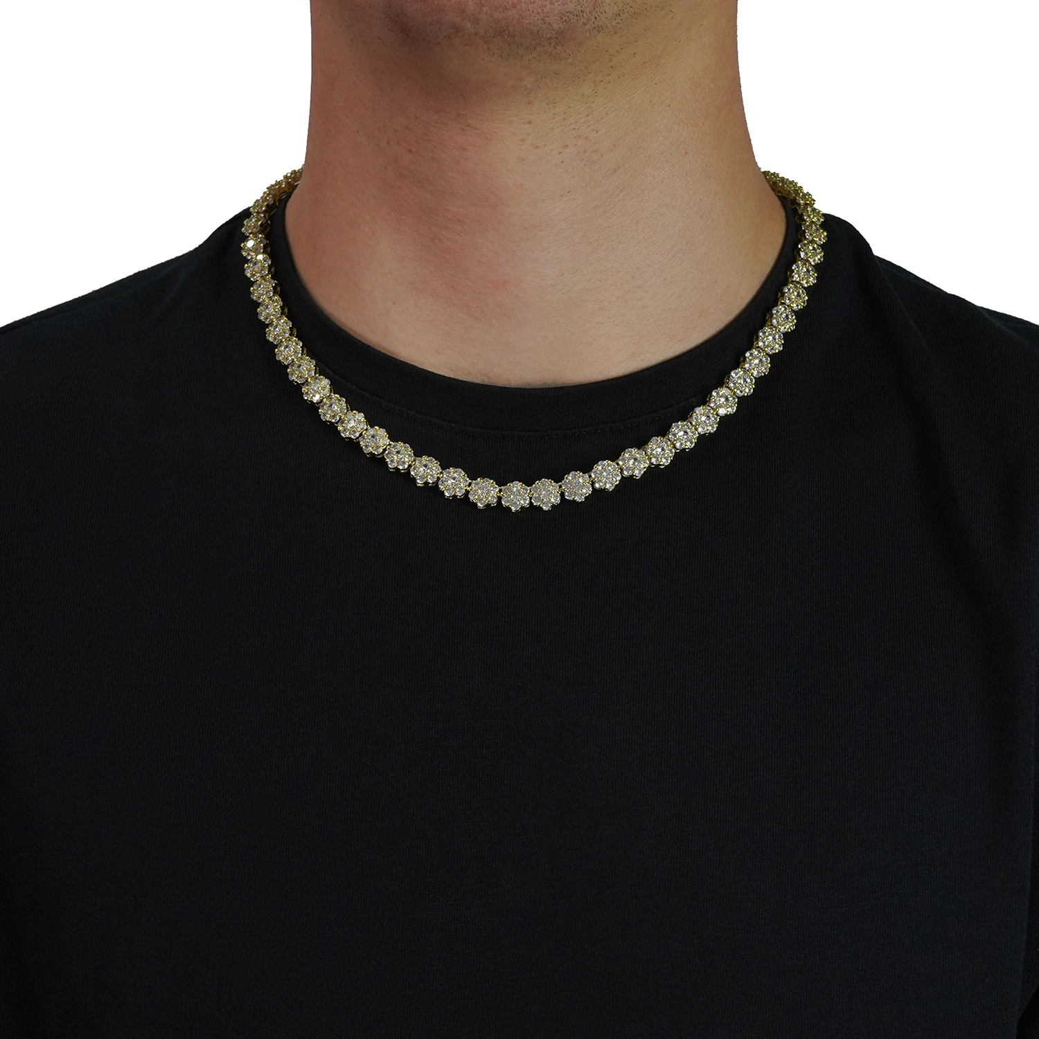 gold flower cluster chain for men