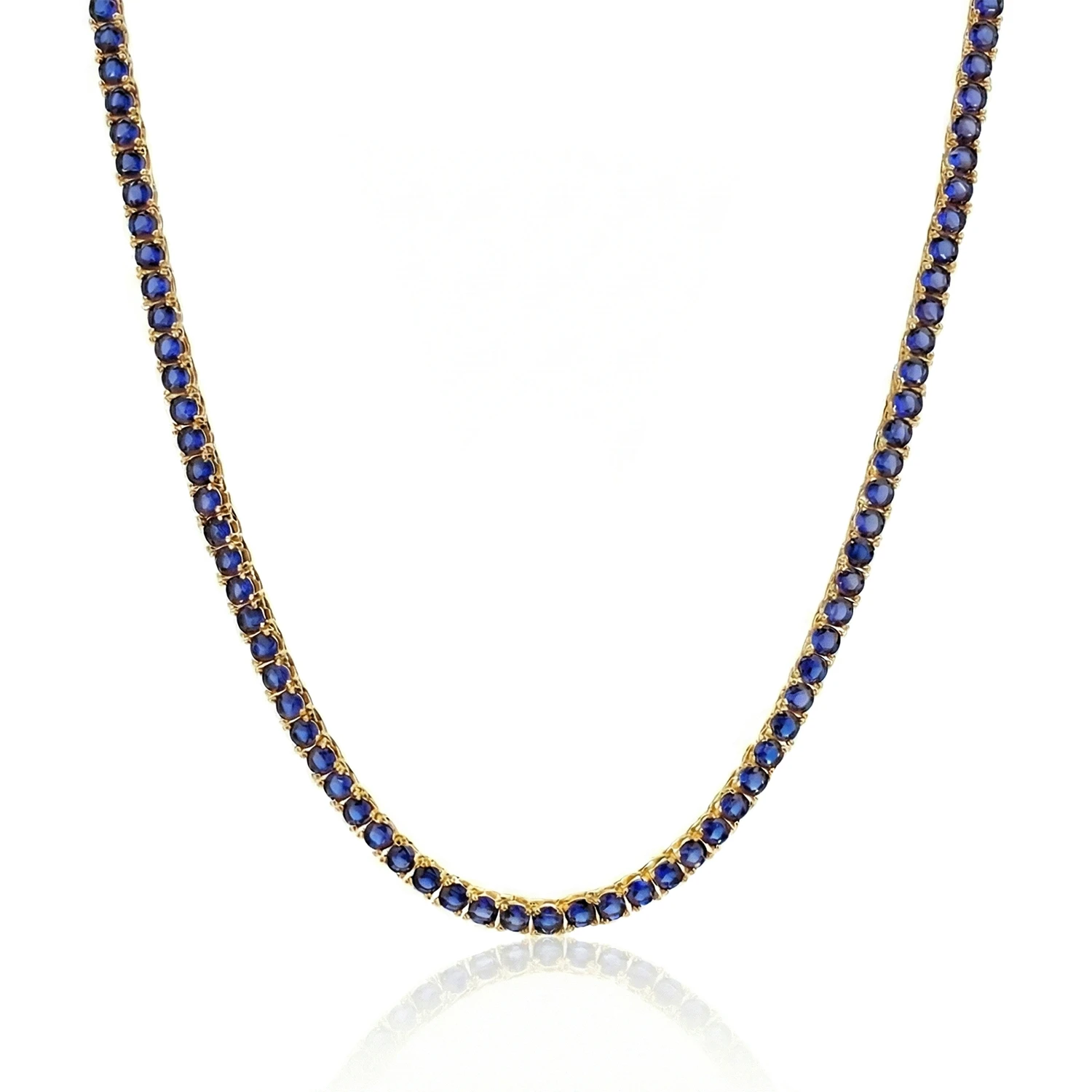 gold sapphire tennis chain