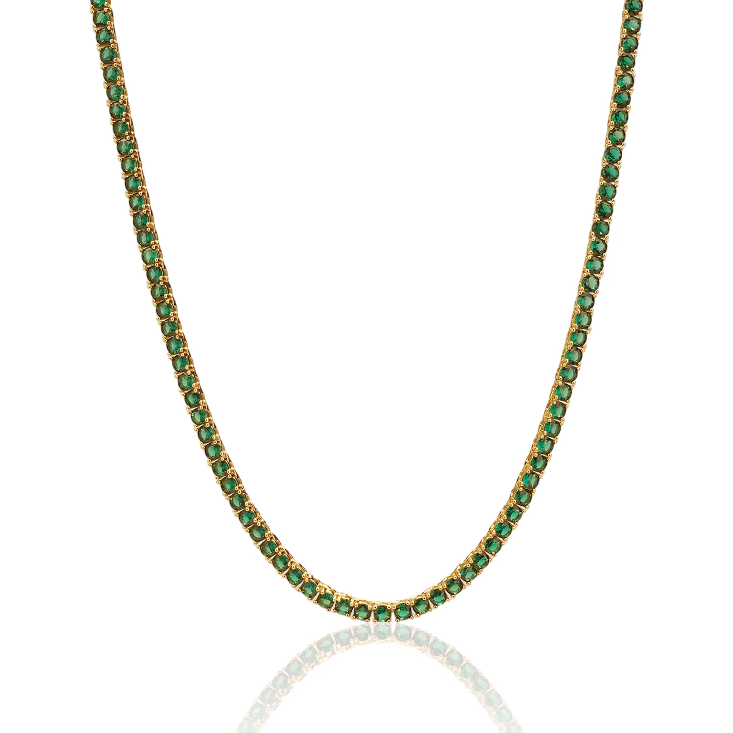 Green Tennis Chain 3mm (Gold)