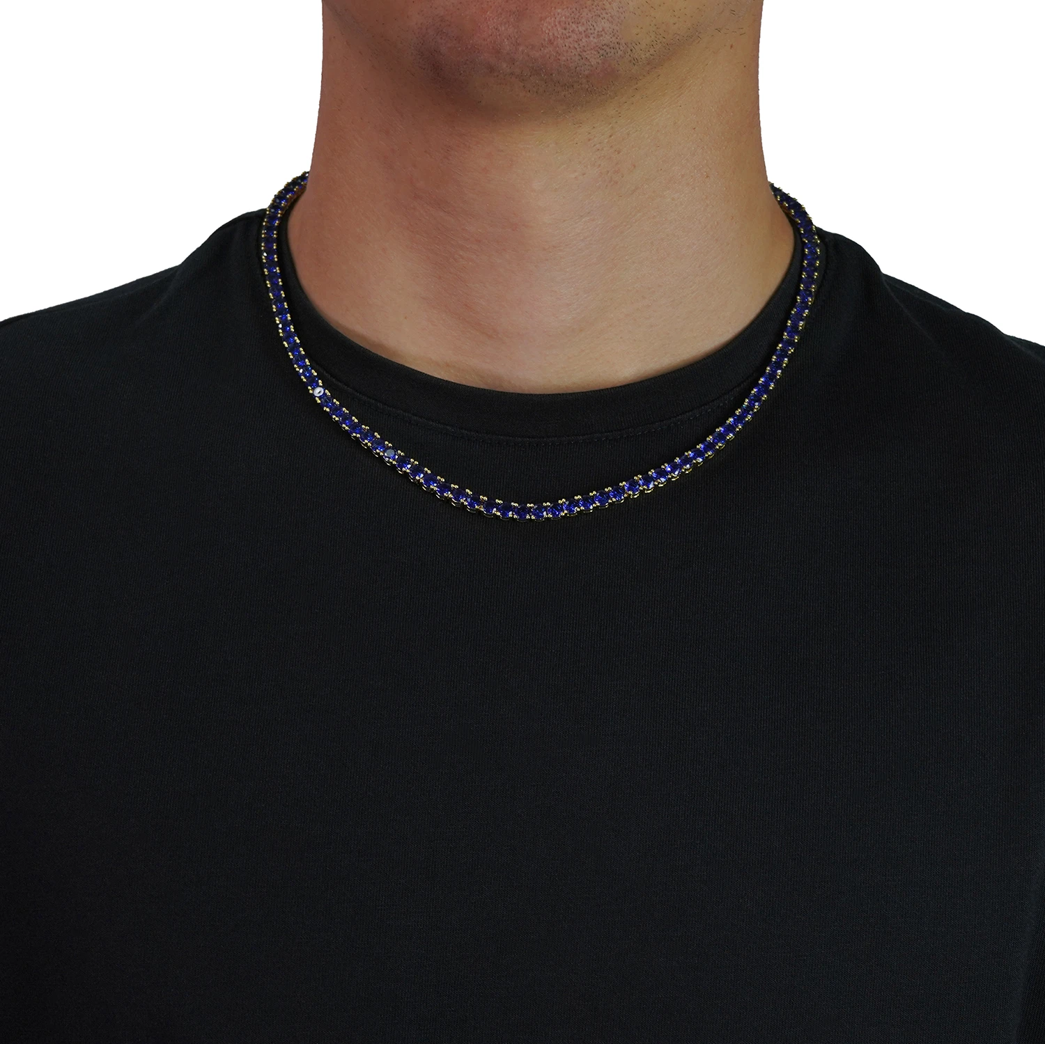 gold mens blue tennis chain