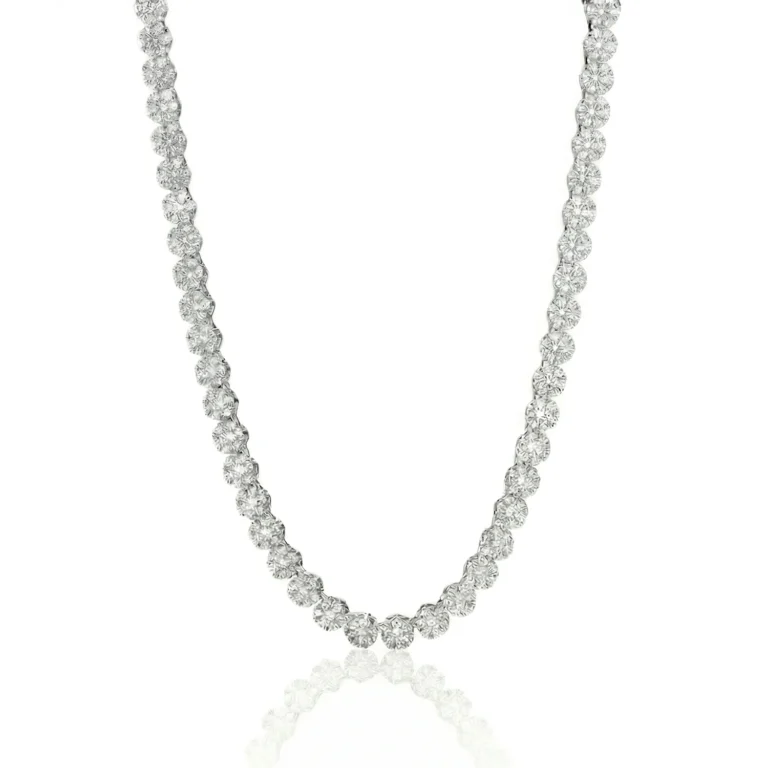silver flower cluster chain for men