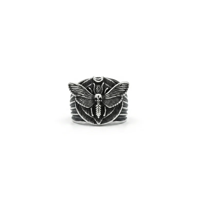 Death’s-Head silver Moth Ring