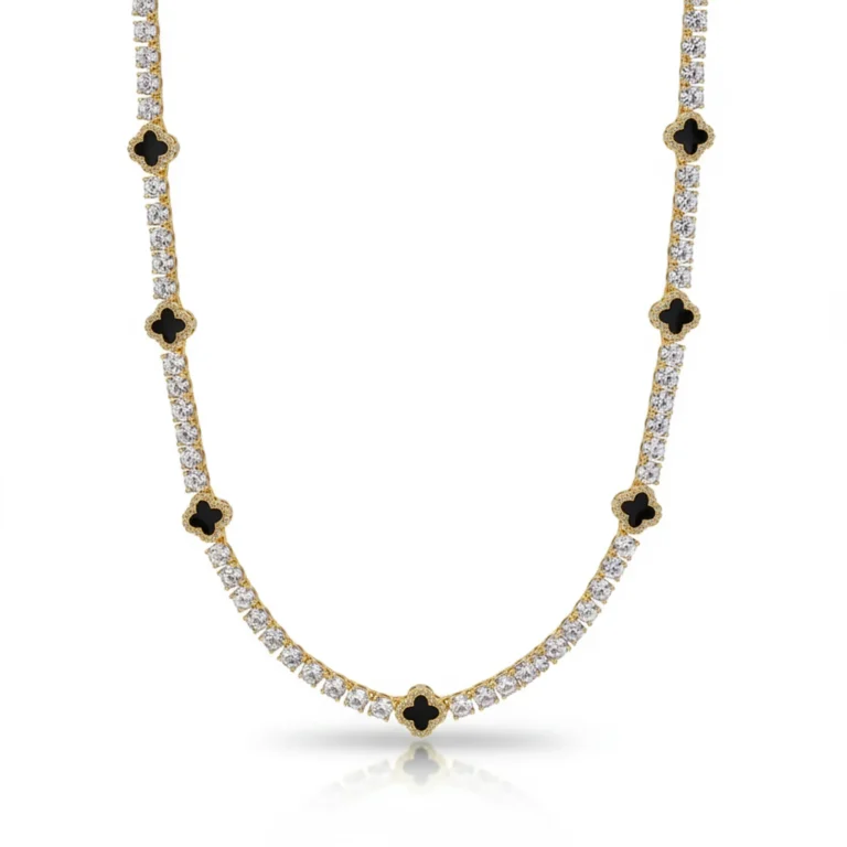 gold onyx clover chain