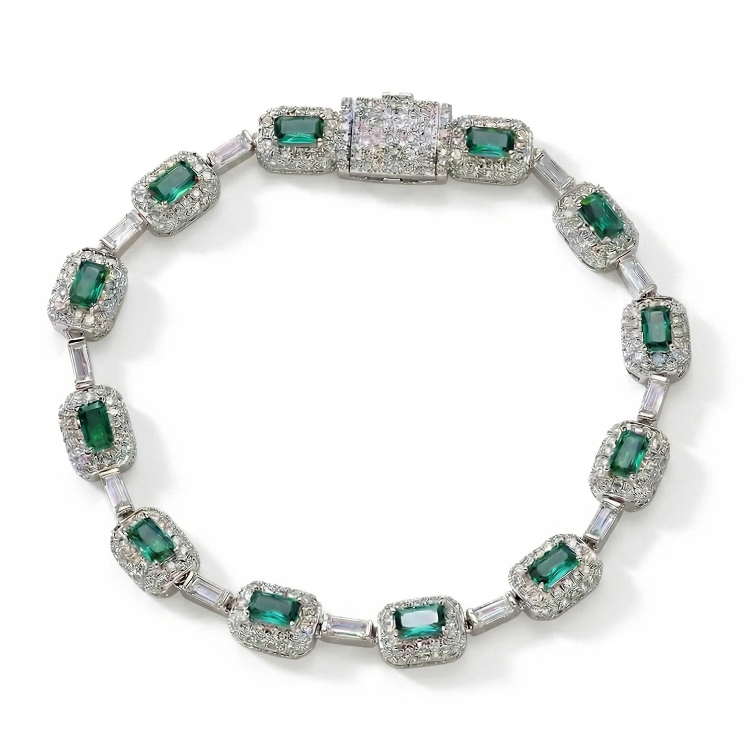 silver Emerald bracelet for men
