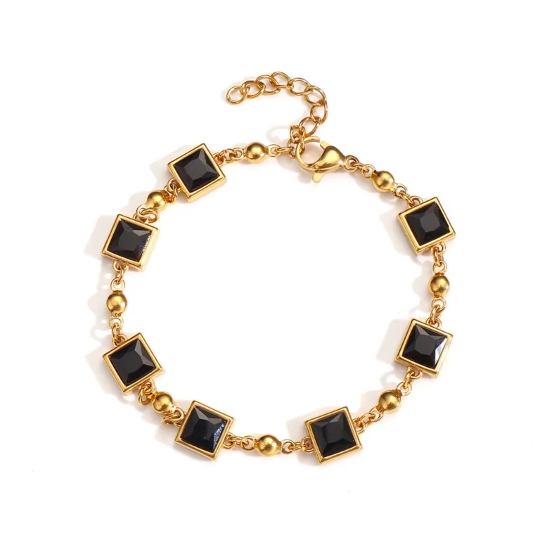 gold black gemstone bracelet