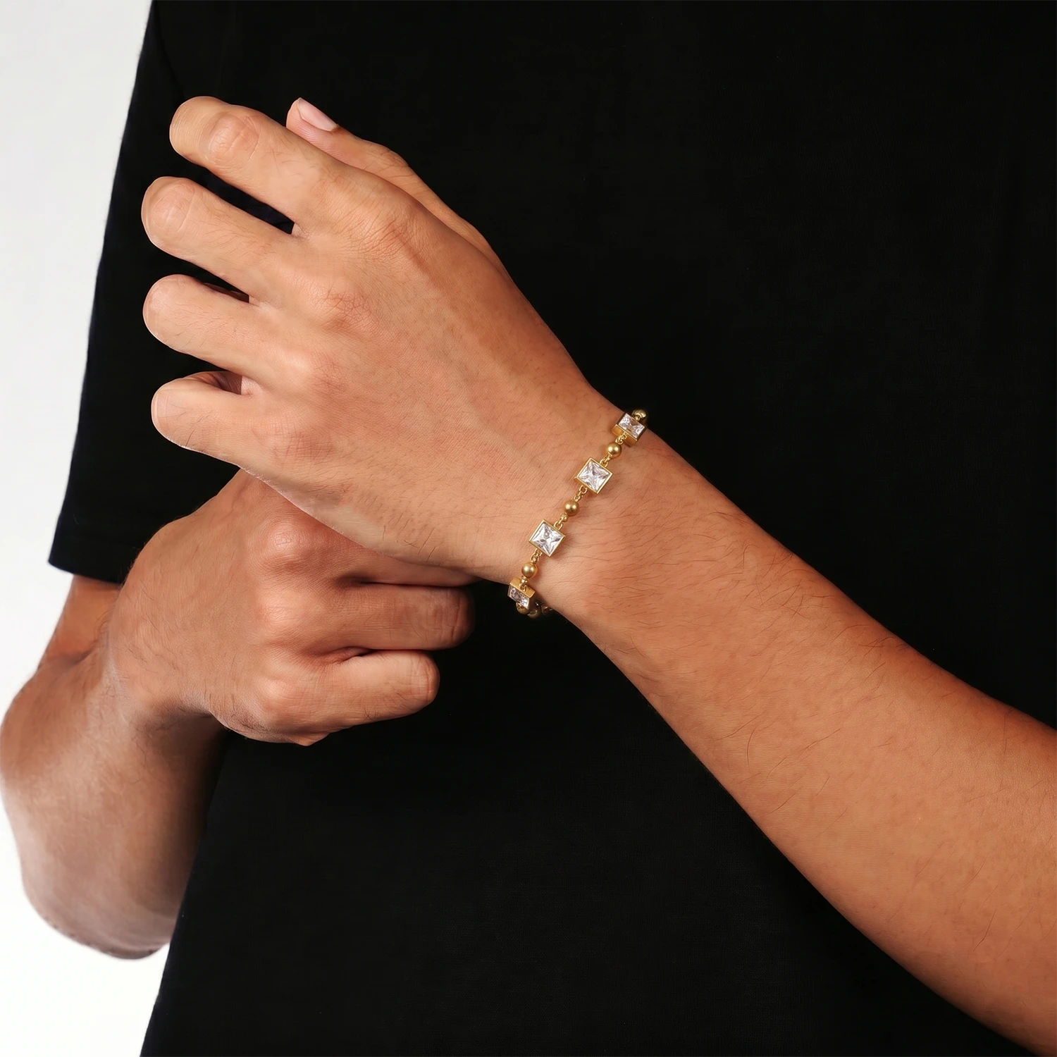 gold crystal bracelet for men