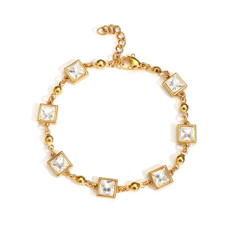 gold crystal gemstone bracelet