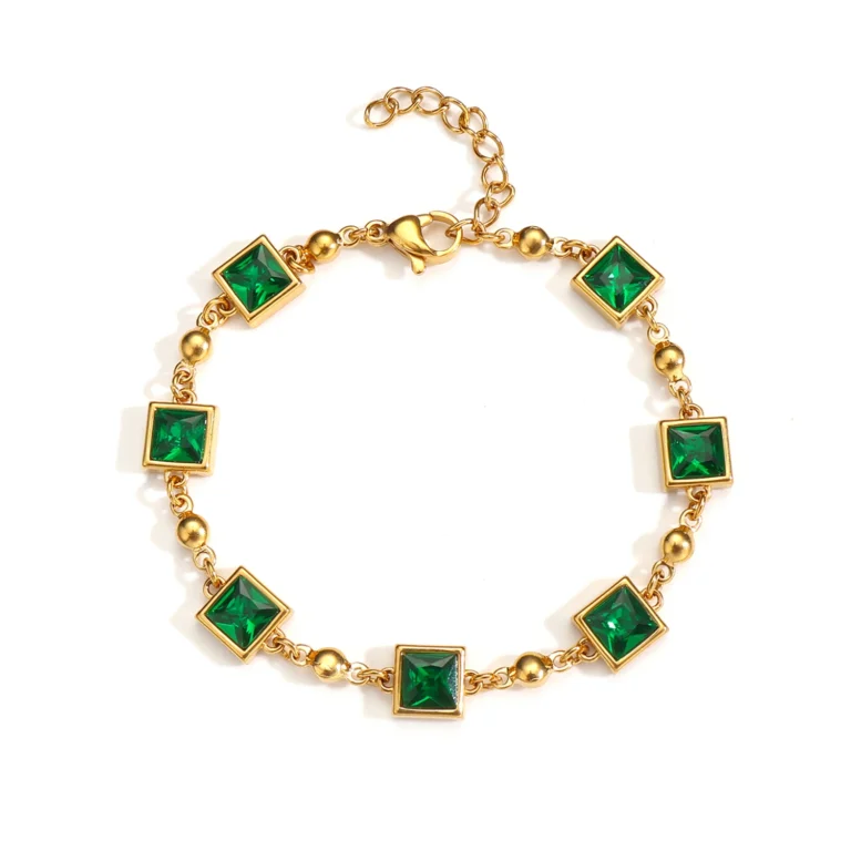 gold green gemstone bracelet