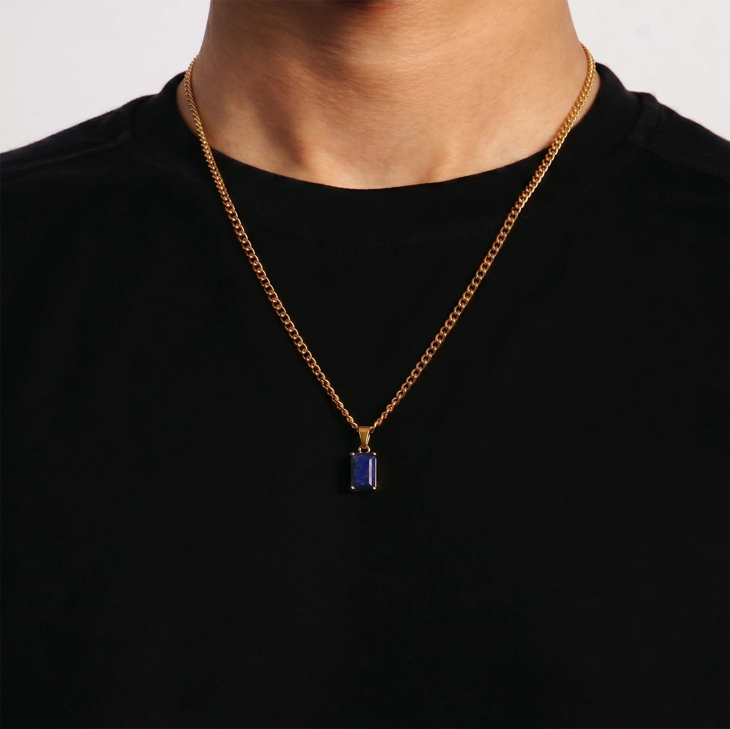 gold lapis lazuli necklace for men