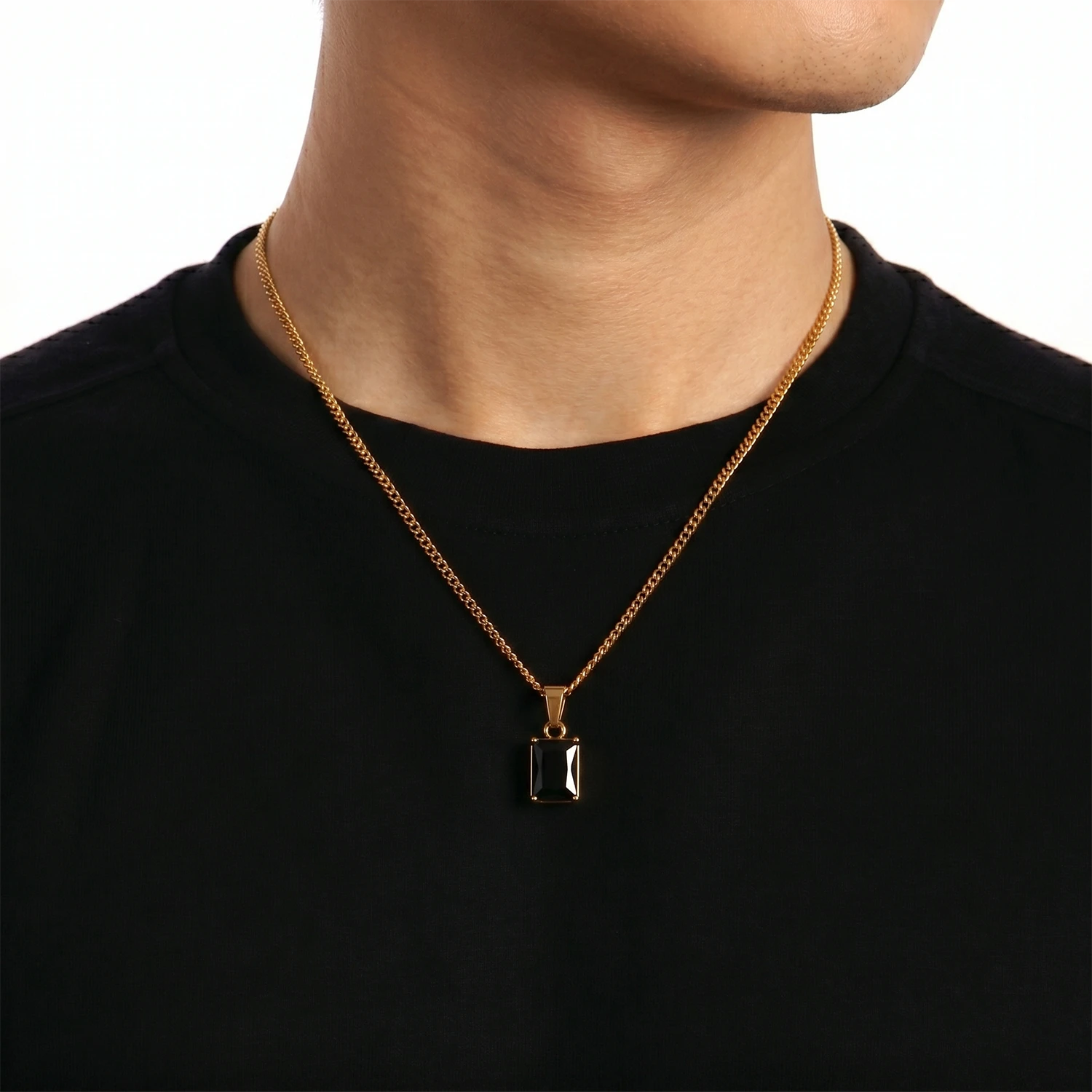 gold onyx necklace for men
