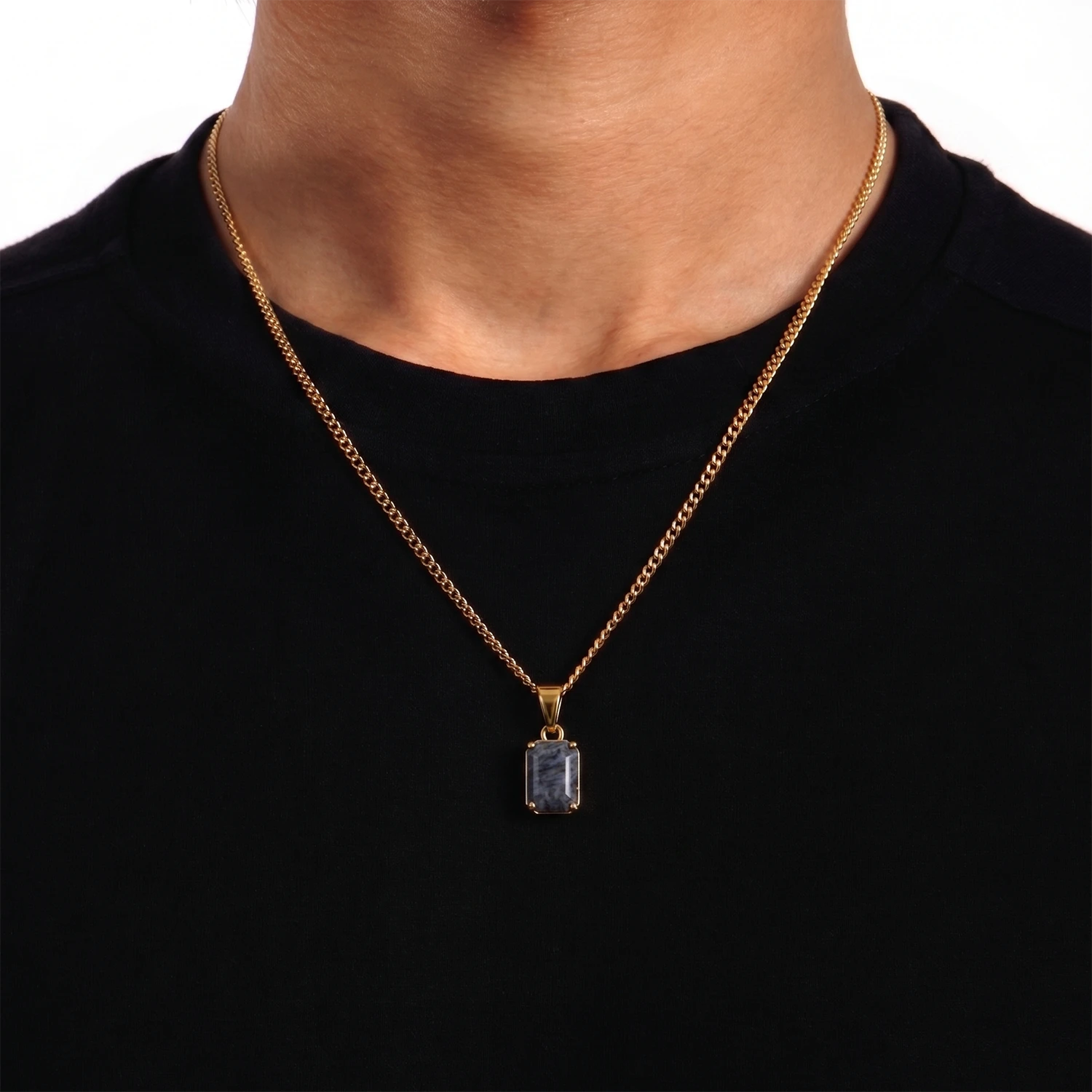 gold spectrolite necklace for men
