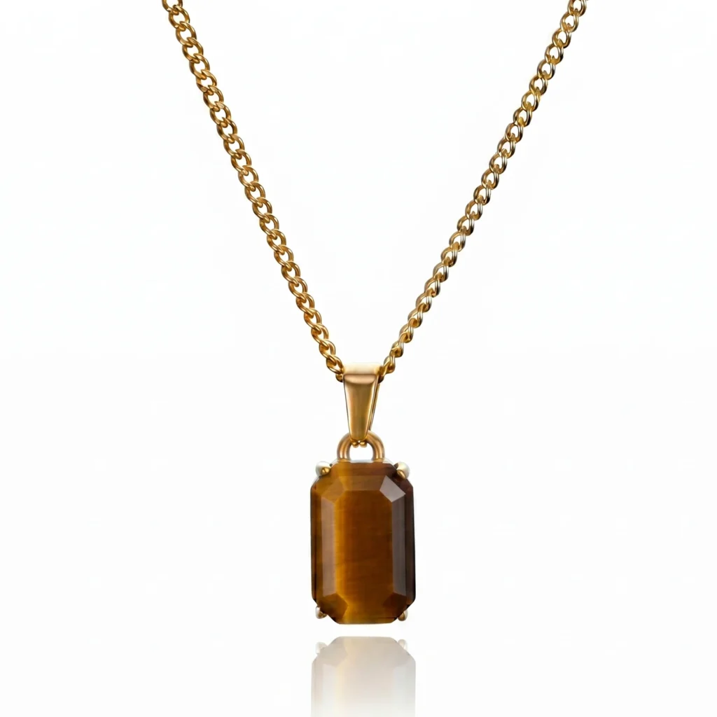 gold tiger eye pendant necklace