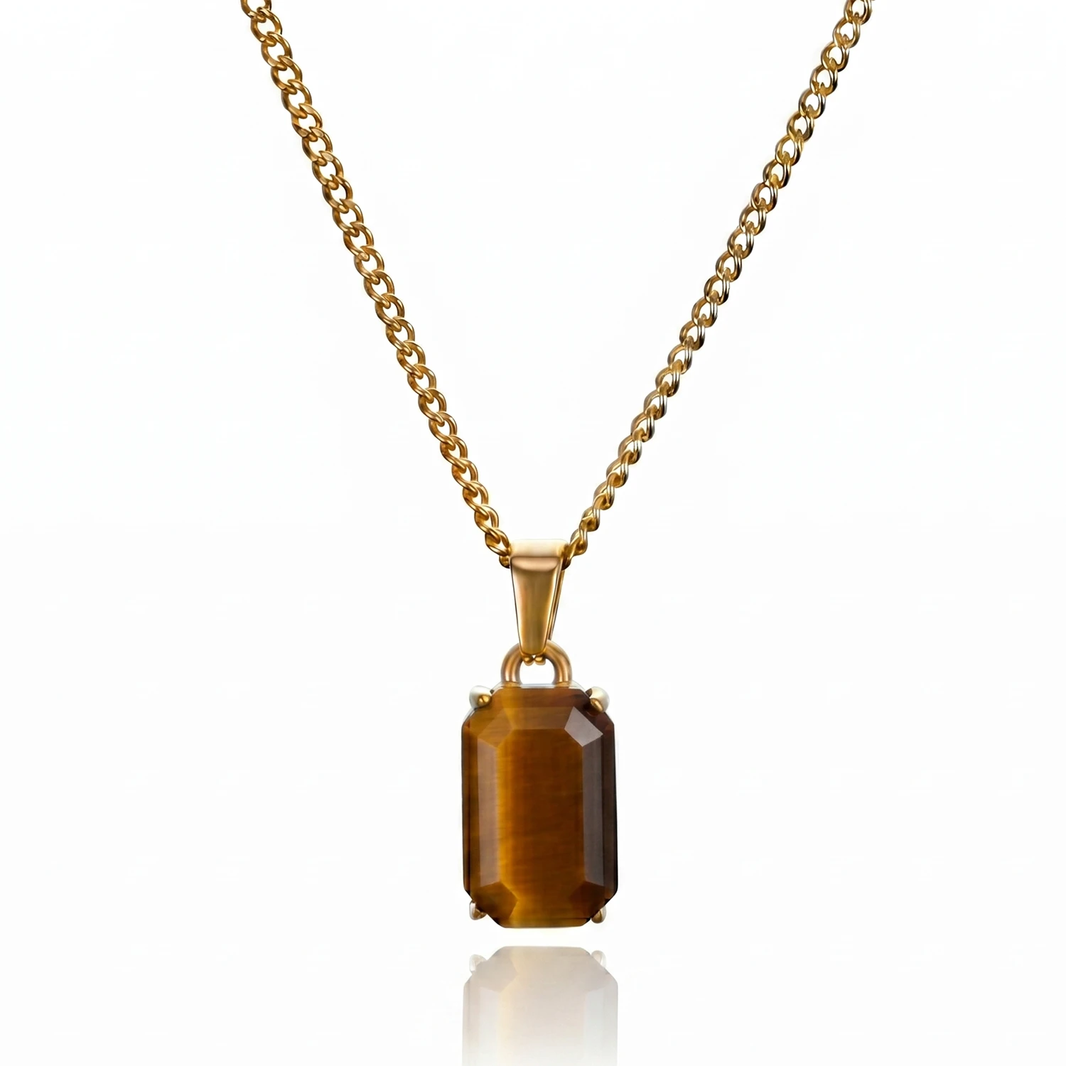 gold tiger eye pendant necklace