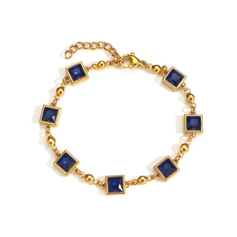 mens gold blue gemstone bracelet
