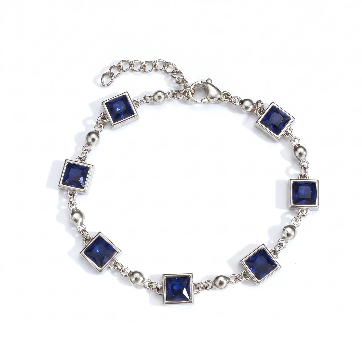 mens silver blue gemstone bracelet