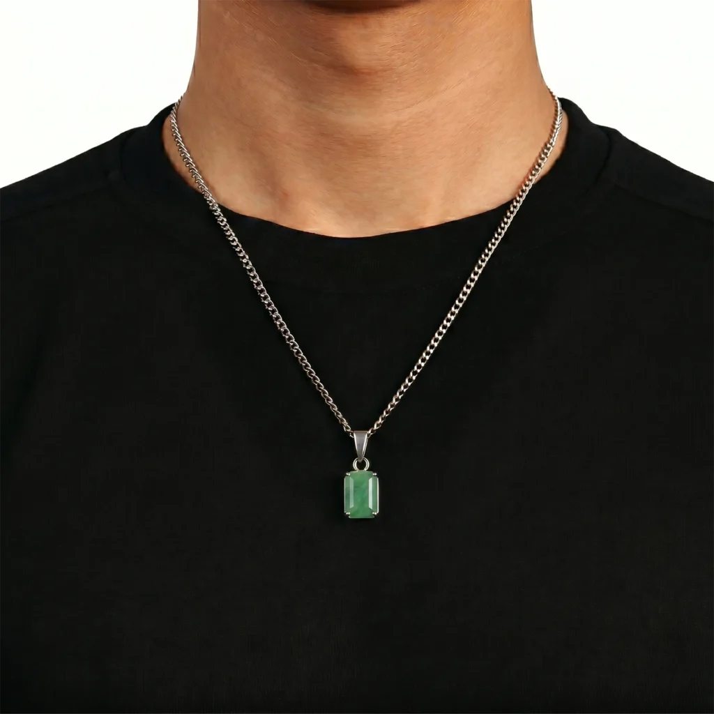 silver jade pendant necklace