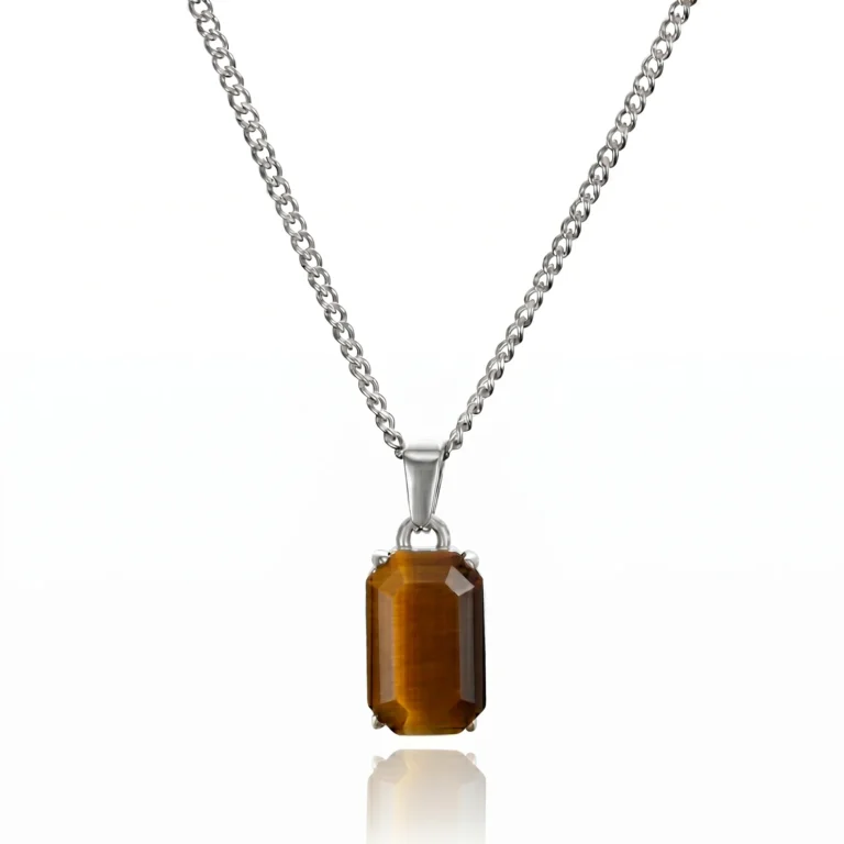 silver tigers eye necklace for men