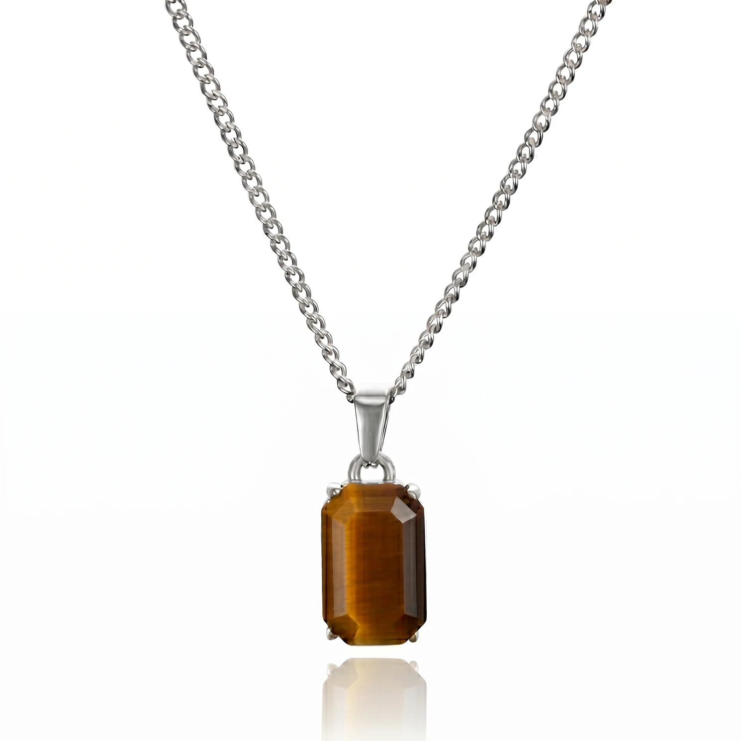 silver tigers eye necklace for men