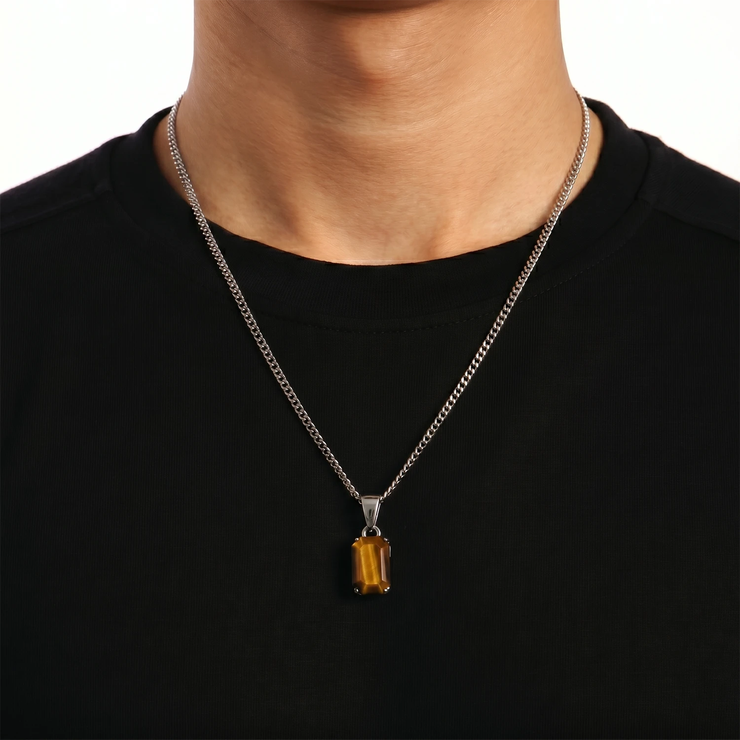 silver tigers eye pendant