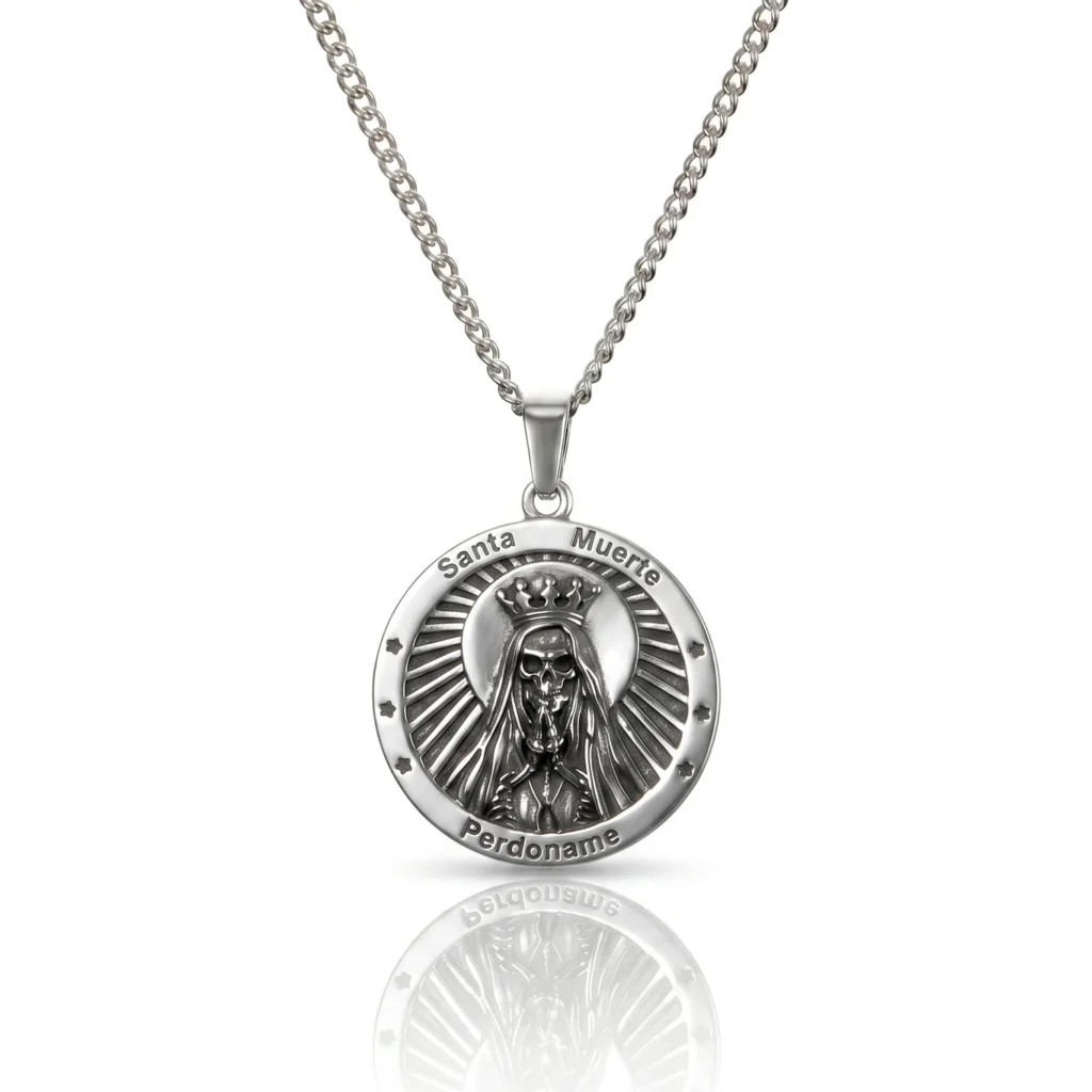 Why Every Man Should Own At Least One Piece of Meaningful Jewellery 2 Santa Muerte necklace