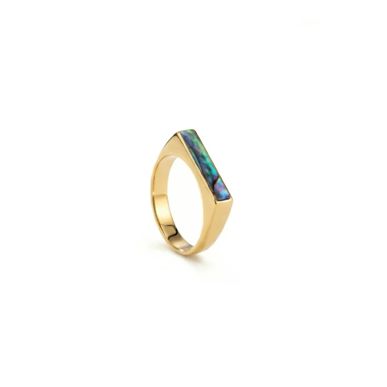 gold abalone ring for men
