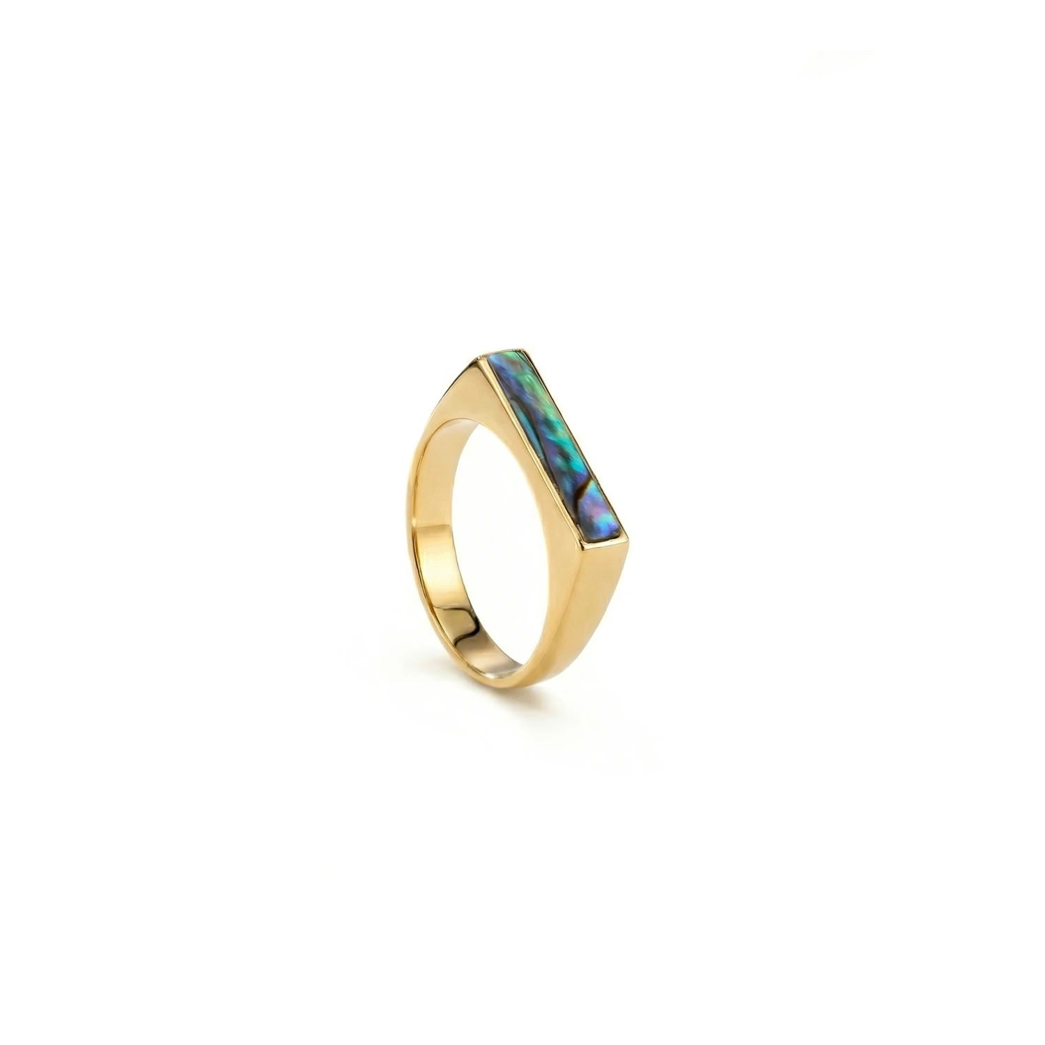 gold abalone ring for men