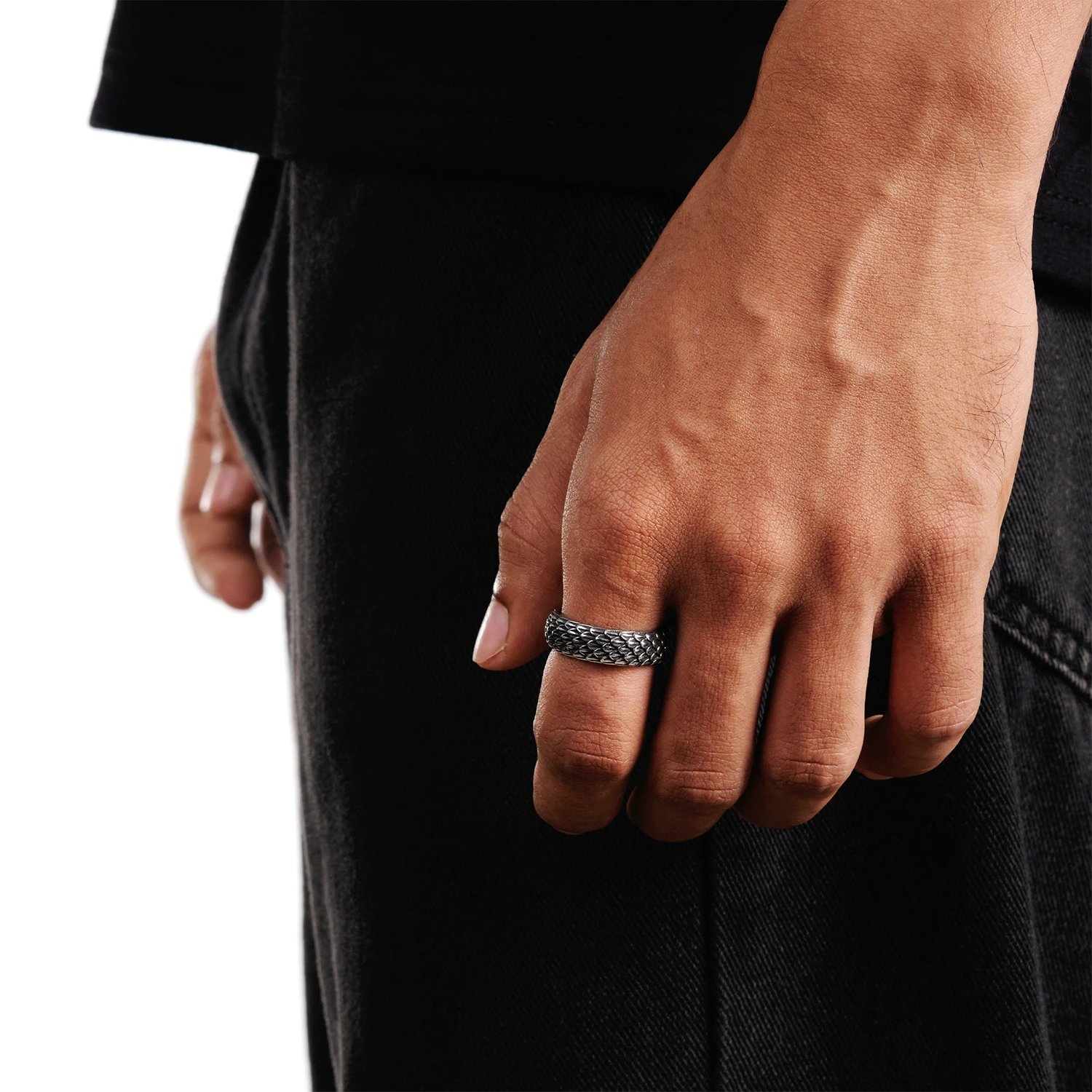 mens snake skin ring
