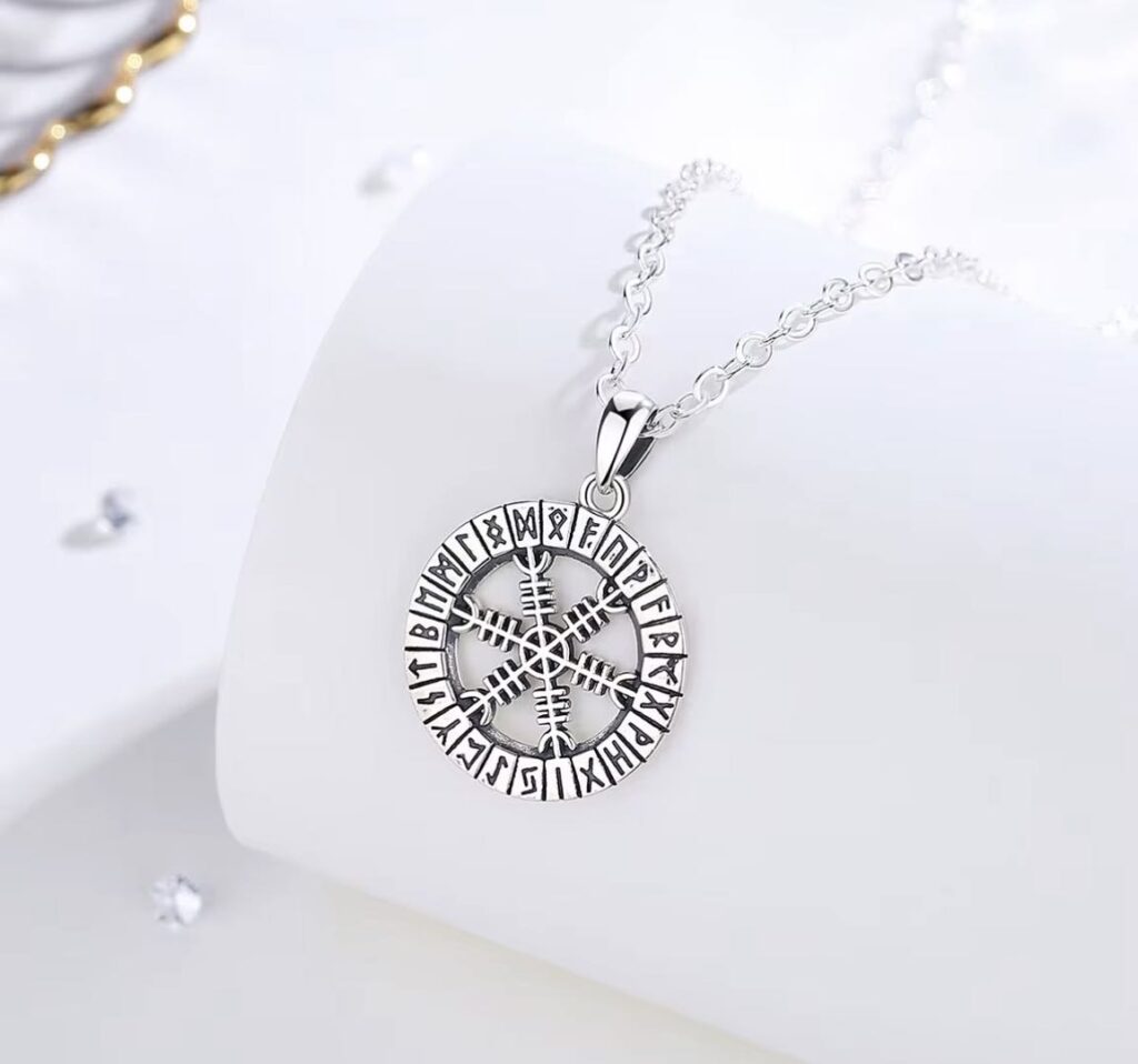 silver Viking Compass pendant