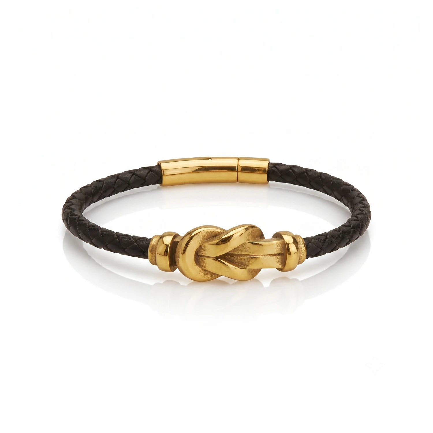 Gold Hercules Knot leather bracelet