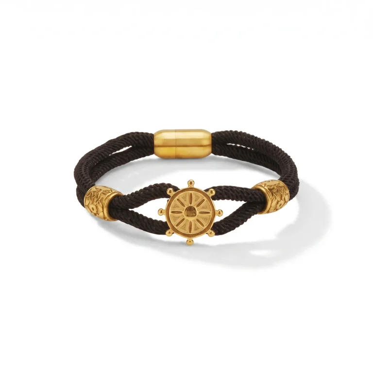 Gold Helm Nautical Rope Bracelet