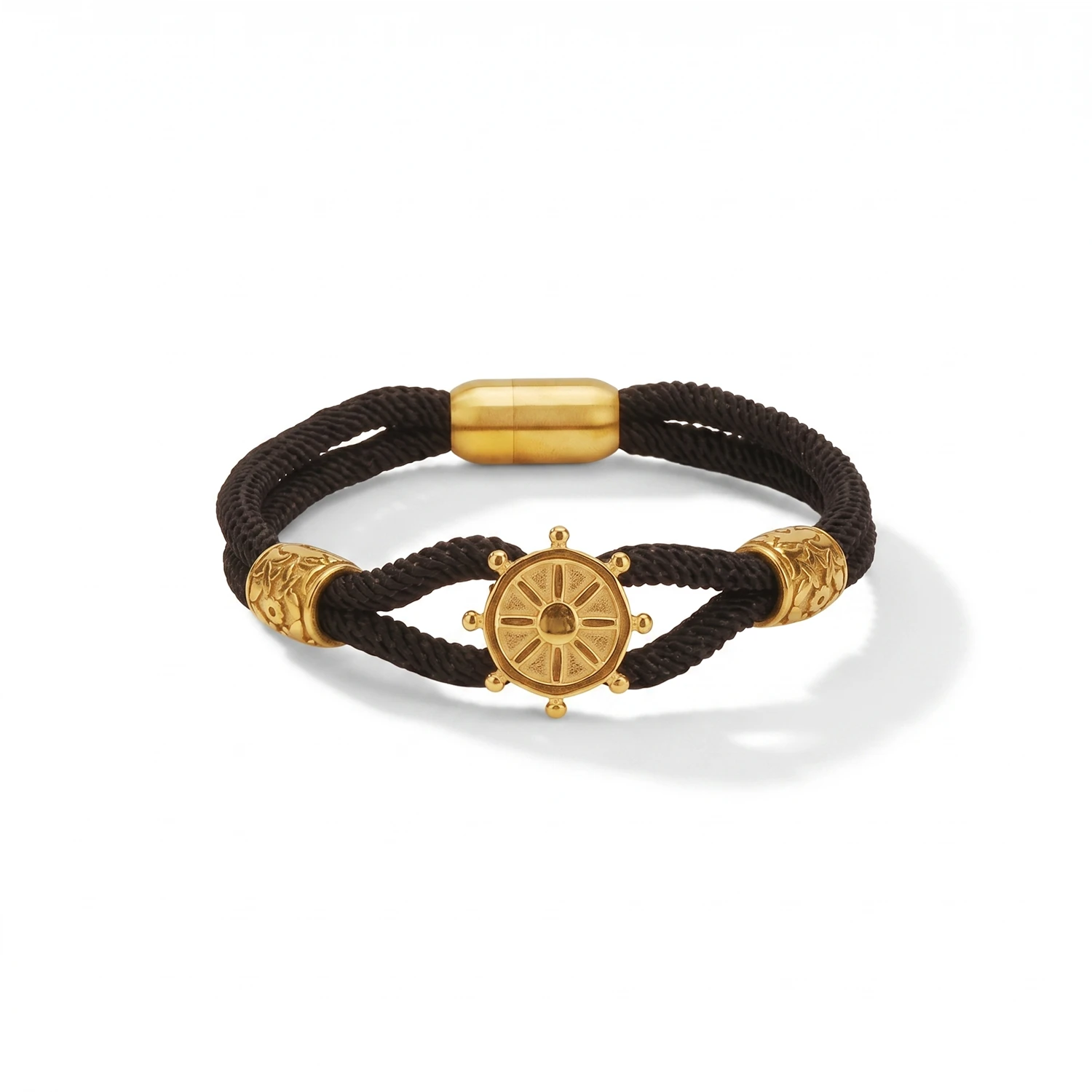 Gold Helm Nautical Rope Bracelet