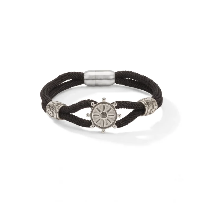 Silver Helm Nautical Rope Bracelet